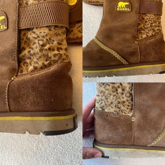 Sorel Suede Leopard Print Nutmeg Rylee Waterproof Boots Women 6 / Youth 4 - Picture 15 of 15